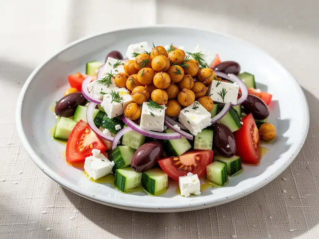 Chopped Greek Salad with Crispy Chickpeas: 10-Min Healthy Dinner 4 Chopped Greek Salad with Crispy Chickpeas preparation steps