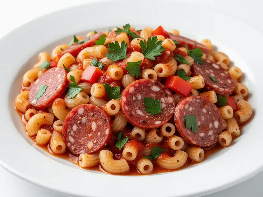 cold ditalini pasta salad with salami - featured image