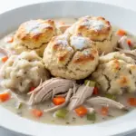 crockpot chicken and dumplings with biscuits - featured image