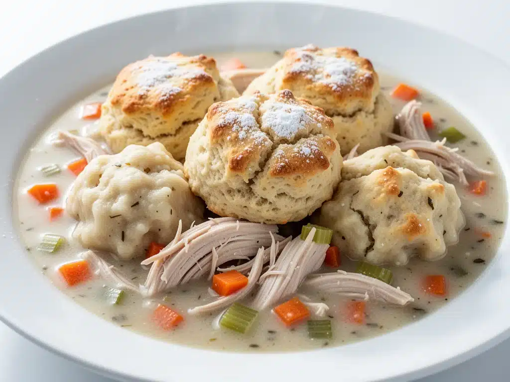 crockpot chicken and dumplings with biscuits - featured image