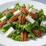 fresh green salad with candied pecans and goat cheese - featured image