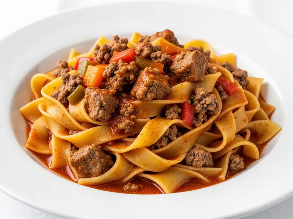 Ground Beef Goulash: Easy Hungarian Noodle Casserole 4 ground beef goulash preparation steps