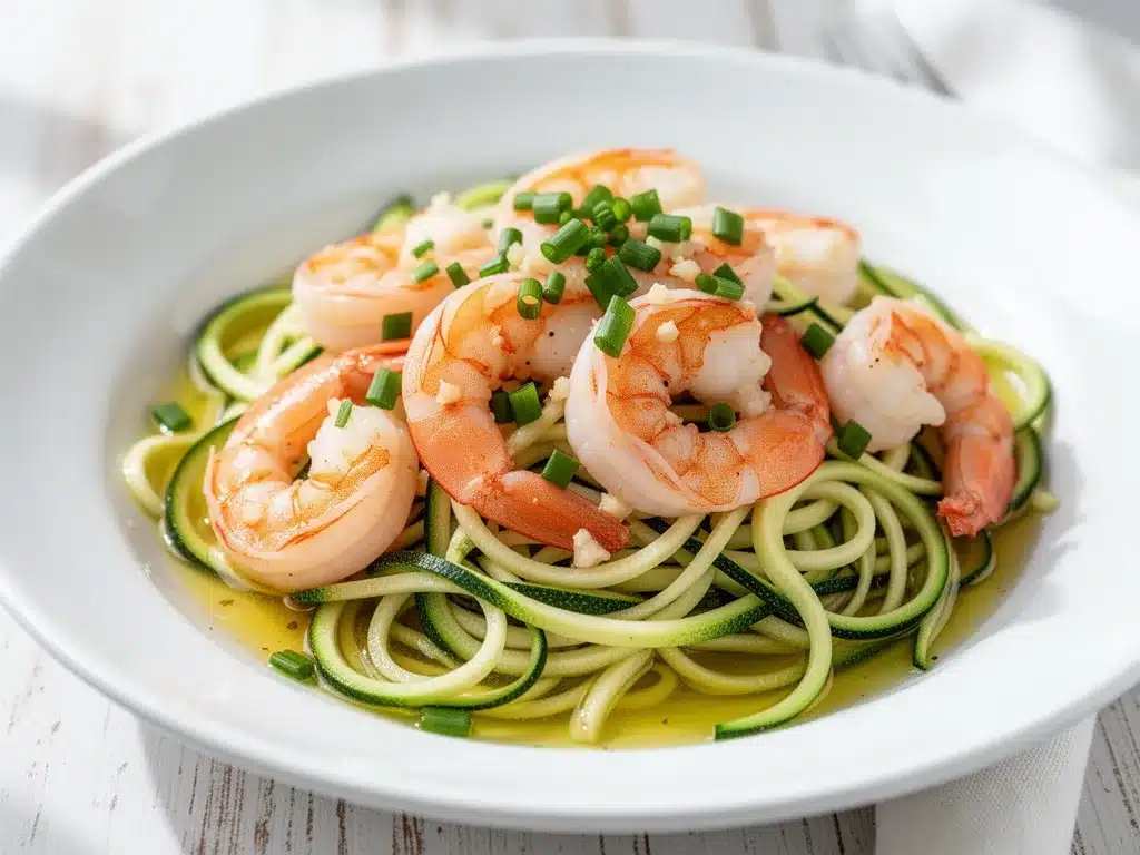Healthy Zucchini Noodle Bowl with Garlic Shrimp 4 Healthy Zucchini Noodle Bowl with Garlic Shrimp preparation steps