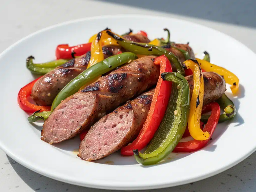 Labor Day Sheet Pan Sausage and Peppers - featured image