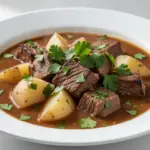 slow cooker beef and potato stew - featured image