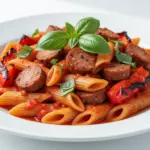 smoky sausage penne pasta - featured image