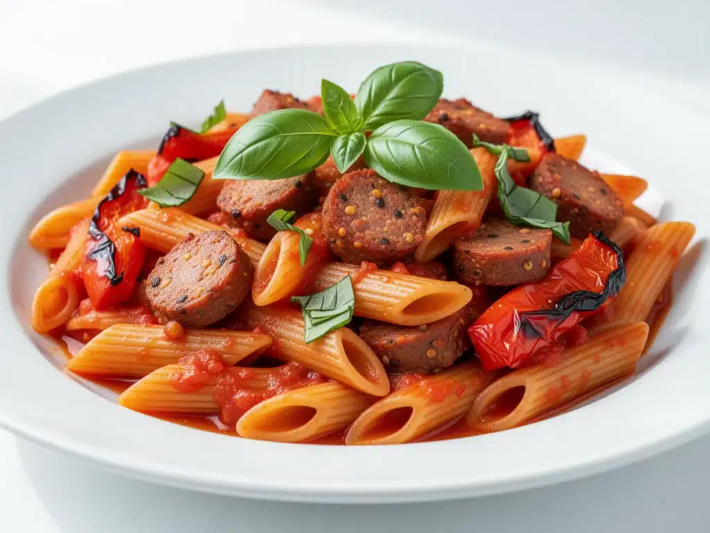 smoky sausage penne pasta - featured image