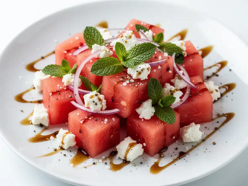 Watermelon Feta Salad: Easy 5-Ingredient Summer Recipe 4 watermelon feta salad preparation steps