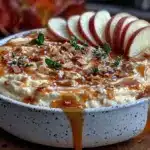 creamy fall caramel apple cheesecake dip - featured image