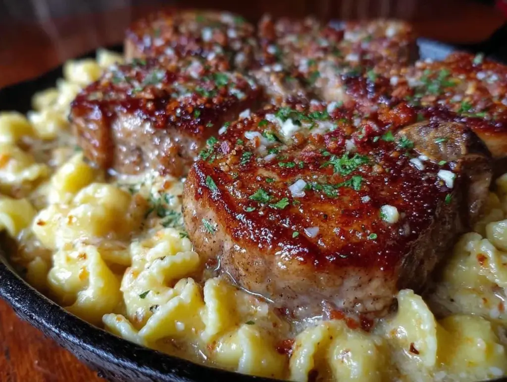 creamy garlic parmesan pork chops meal prep - featured image