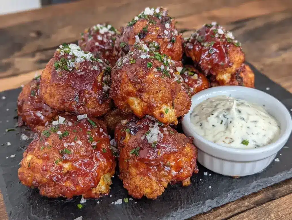 crispy buffalo cauliflower bites - featured image