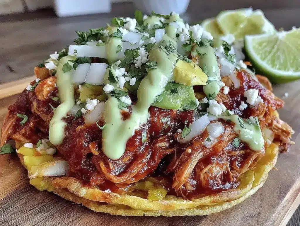 easy slow cooker salsa chicken tacos - featured image