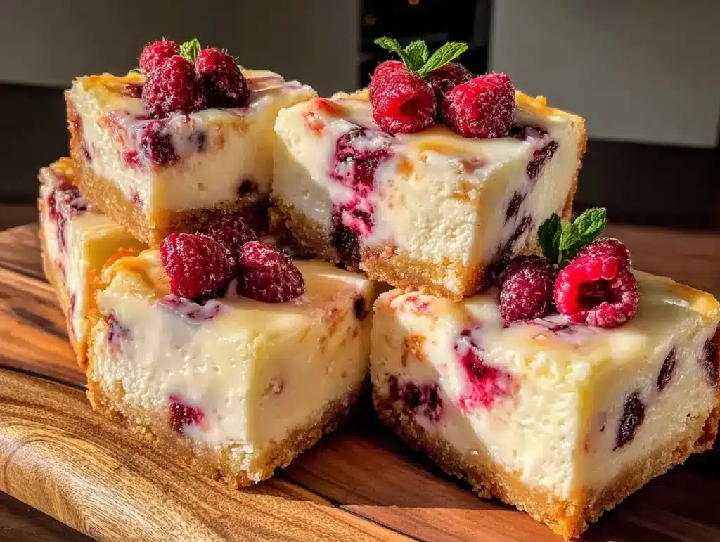 Easy White Chocolate Raspberry Cheesecake Bars - featured image