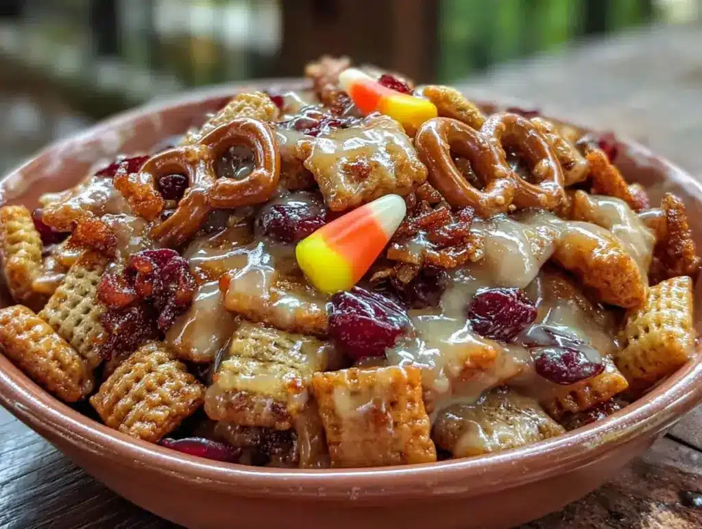 Home 5 fall chex mix with caramel drizzle - featured image