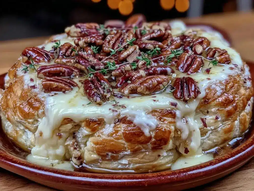 fall maple pecan brie in puff pastry - featured image