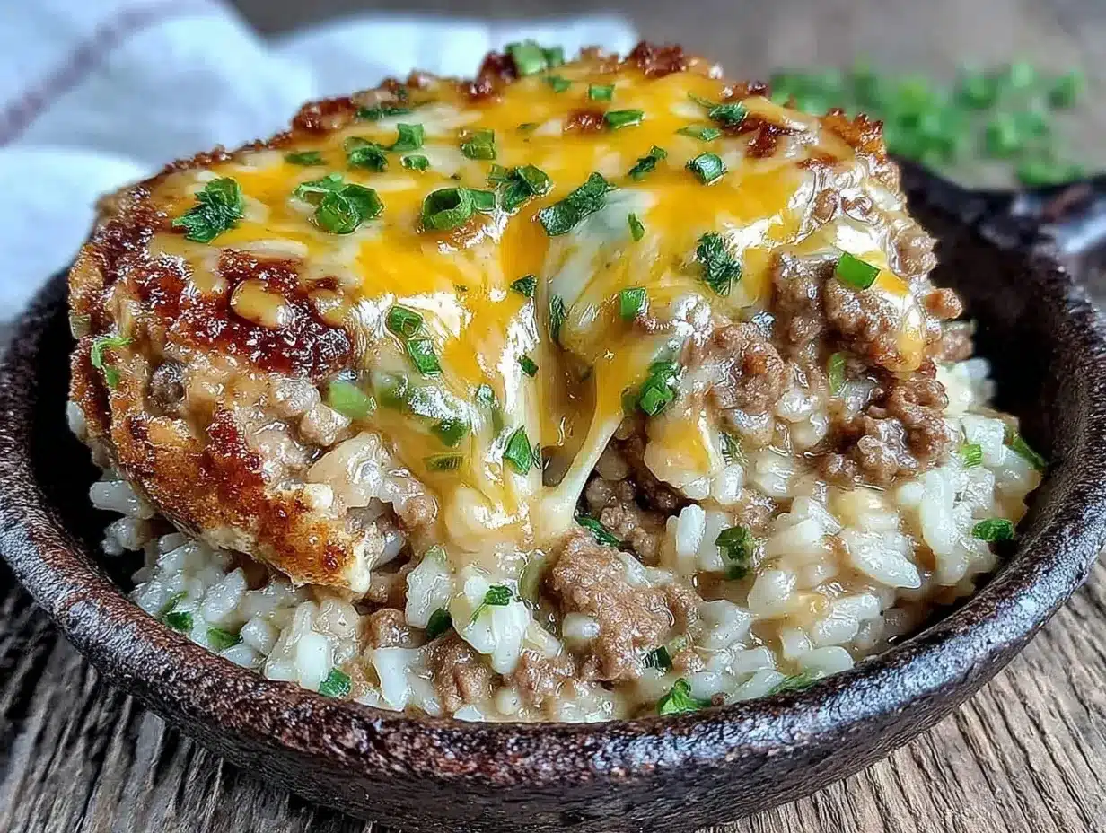 One-Skillet Cheesy Ground Beef and Rice: 20 Mins 4 One-Skillet Cheesy Ground Beef and Rice preparation steps