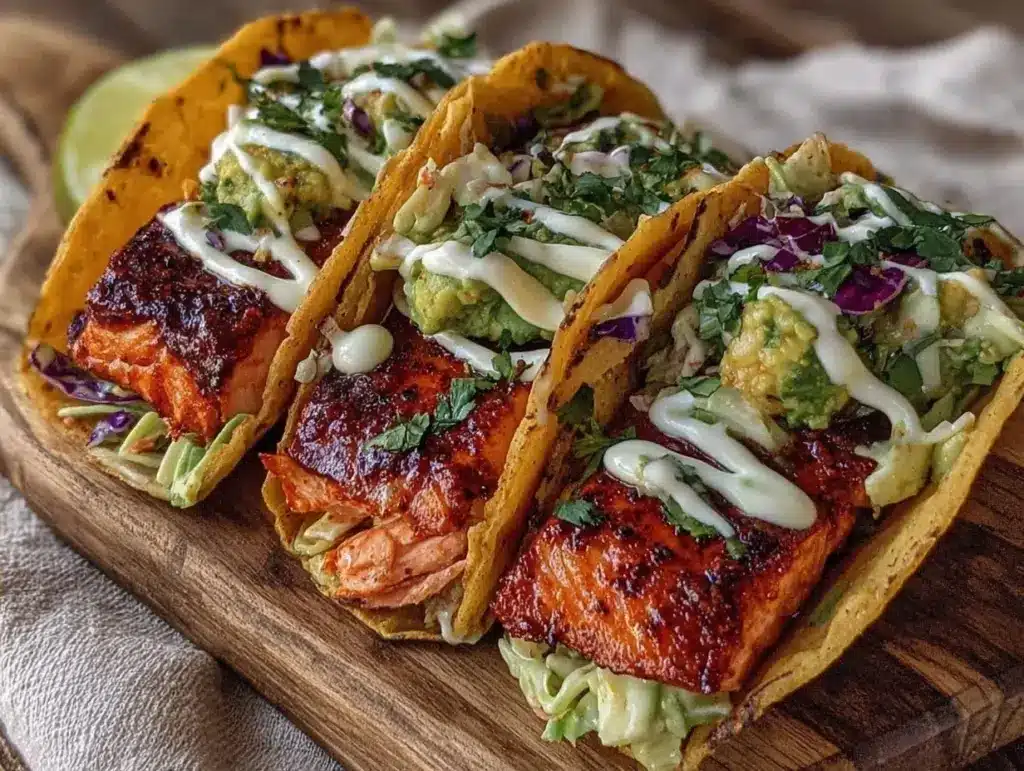 quick blackened salmon tacos - featured image