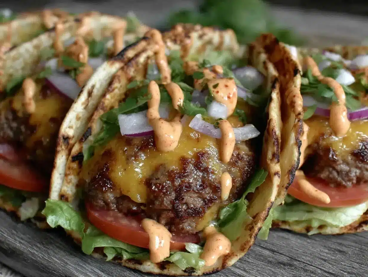 Smash Burger Tacos: Grandma’s Special Sauce 4 smash burger tacos with special sauce preparation steps